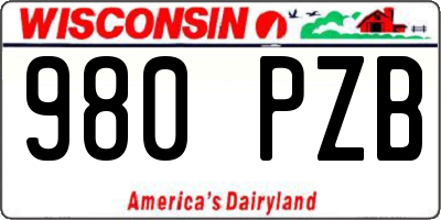 WI license plate 980PZB