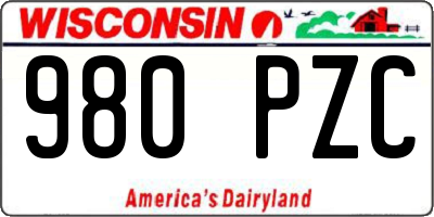 WI license plate 980PZC