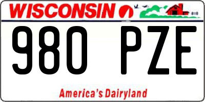 WI license plate 980PZE