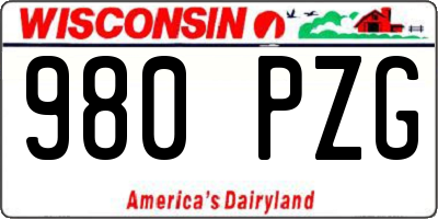 WI license plate 980PZG