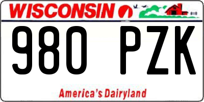 WI license plate 980PZK