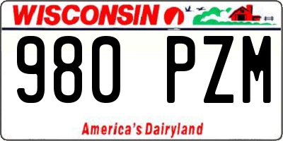 WI license plate 980PZM