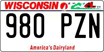 WI license plate 980PZN