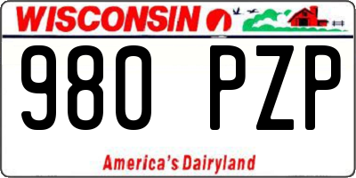 WI license plate 980PZP