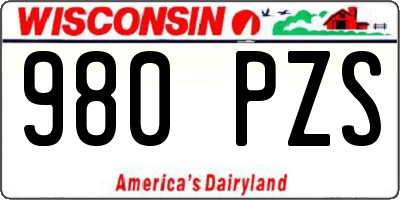 WI license plate 980PZS