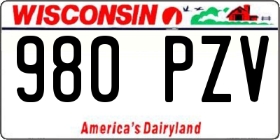 WI license plate 980PZV