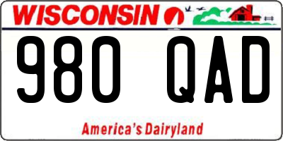 WI license plate 980QAD