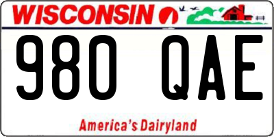 WI license plate 980QAE