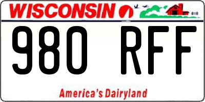 WI license plate 980RFF