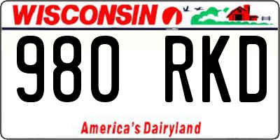 WI license plate 980RKD