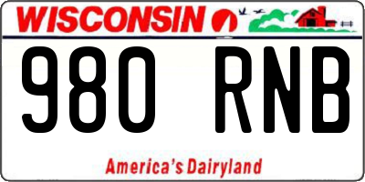 WI license plate 980RNB