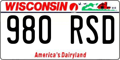 WI license plate 980RSD
