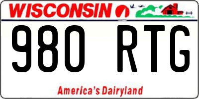 WI license plate 980RTG