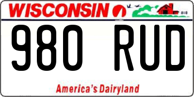 WI license plate 980RUD