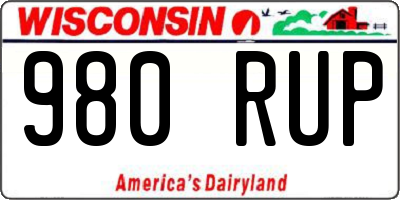 WI license plate 980RUP