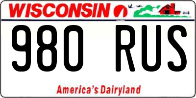 WI license plate 980RUS