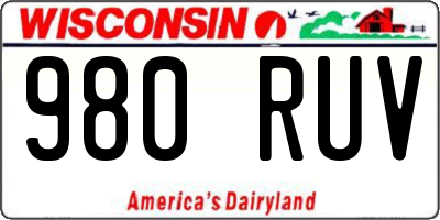 WI license plate 980RUV