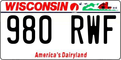 WI license plate 980RWF