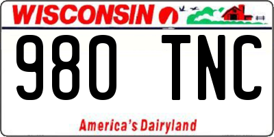 WI license plate 980TNC