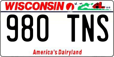 WI license plate 980TNS