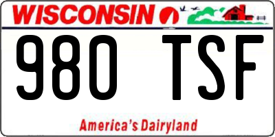 WI license plate 980TSF
