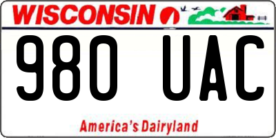 WI license plate 980UAC