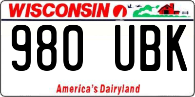 WI license plate 980UBK