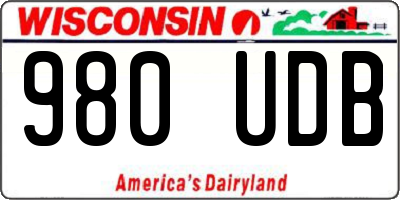 WI license plate 980UDB