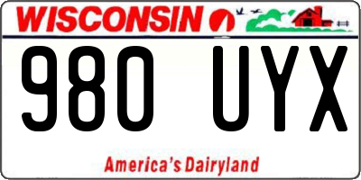 WI license plate 980UYX