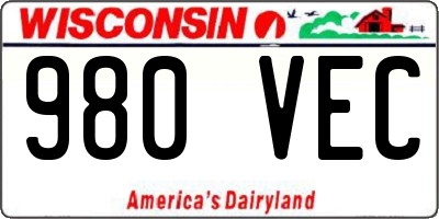 WI license plate 980VEC