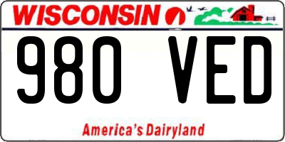 WI license plate 980VED