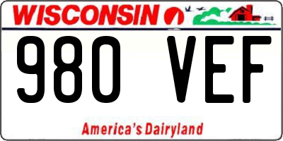 WI license plate 980VEF