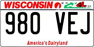 WI license plate 980VEJ