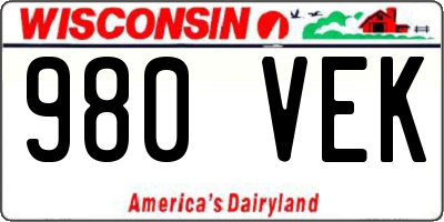 WI license plate 980VEK