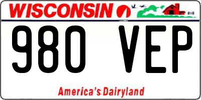 WI license plate 980VEP