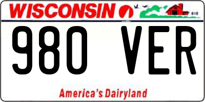 WI license plate 980VER