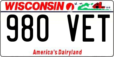 WI license plate 980VET