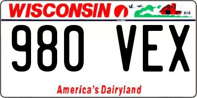 WI license plate 980VEX