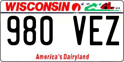 WI license plate 980VEZ