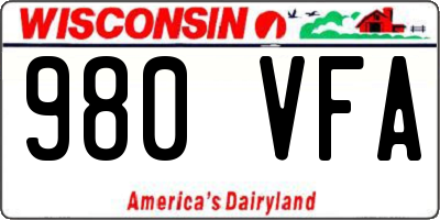 WI license plate 980VFA