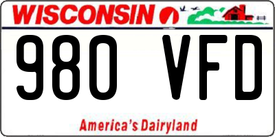 WI license plate 980VFD
