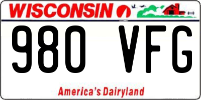 WI license plate 980VFG