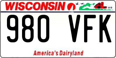 WI license plate 980VFK