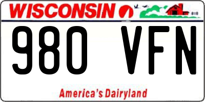 WI license plate 980VFN