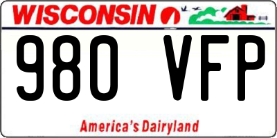 WI license plate 980VFP