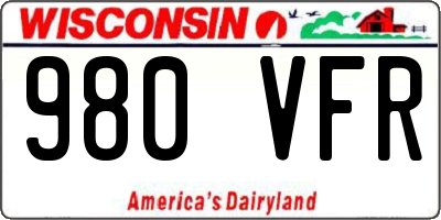 WI license plate 980VFR