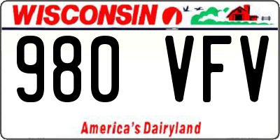 WI license plate 980VFV