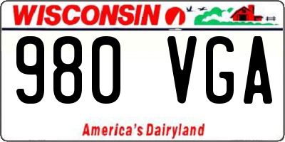 WI license plate 980VGA