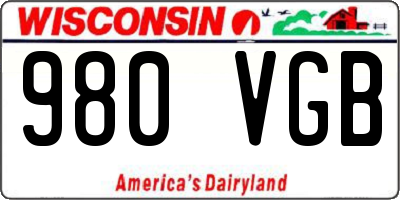 WI license plate 980VGB
