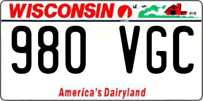 WI license plate 980VGC